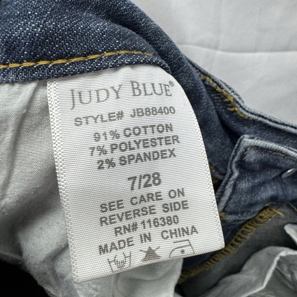 Judy Blue Jeans Womens 7/28 Blue‎ Skinny Fit Distressed Raw Hem Stretch Denim - Picture 10 of 11